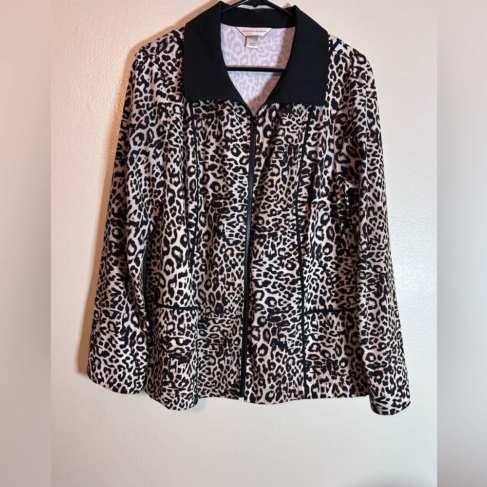 Christopher & Banks Long Sleeves Brown Black Leopard size Large